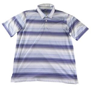 Adidas Climalite Polo Shirt Mens Large Blue Striped AT&T Championship Golf